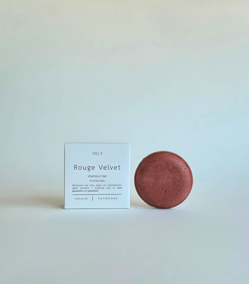 Vegan Shampoo Bar with Red Clay & Geranium "Rouge Velvet"